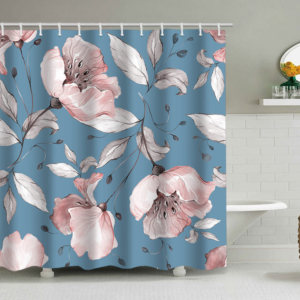 Luxurious Flowers Print Shower Curtain - E - 71"W x 90"L - image 4