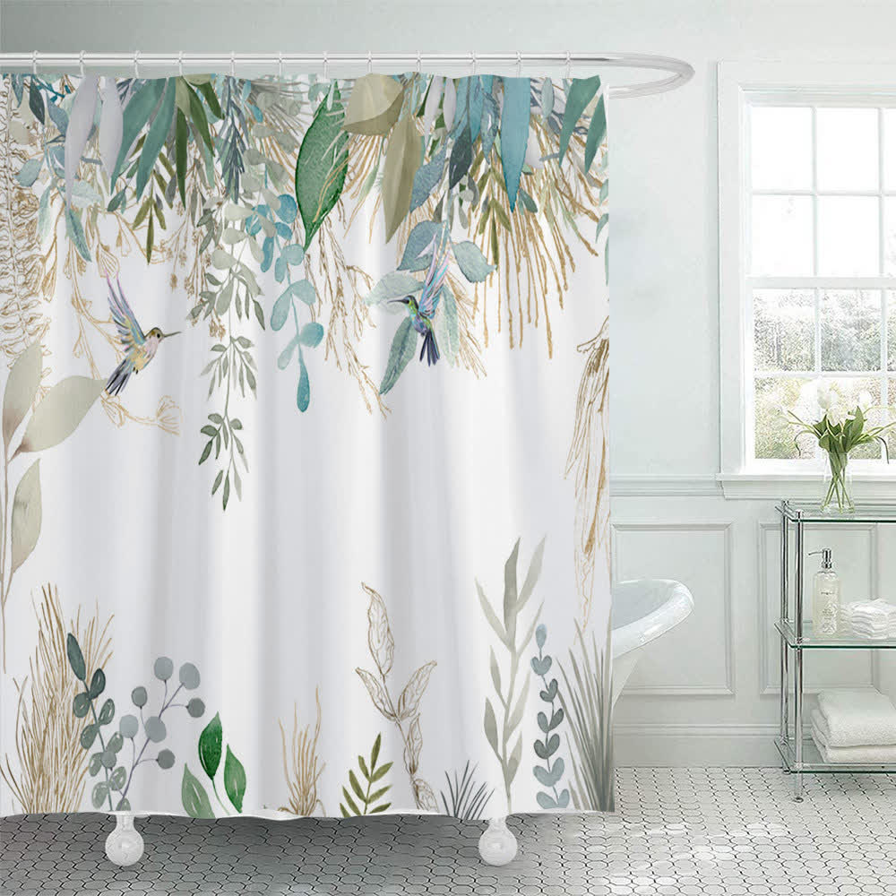 Botanical Bird Print Shower Curtain - 71"W x 79"L - image 0
