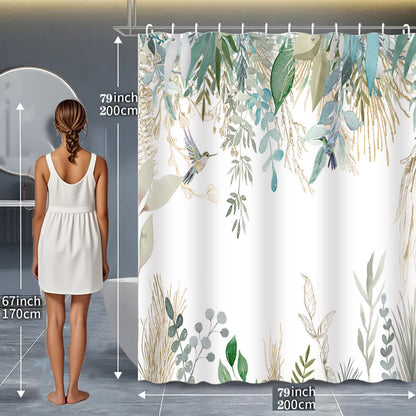 Botanical Bird Print Shower Curtain - image 3