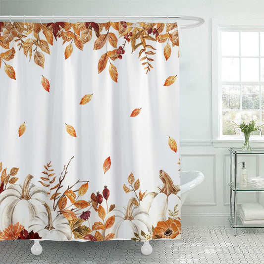 Pumpkin Harvest Print Shower Curtain - A - 71"W x 79"L - image 0
