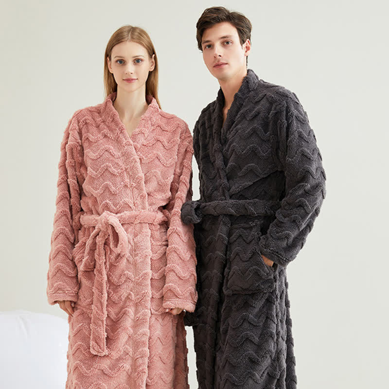 Unisex Wavy Textured Plush Robe - image 1