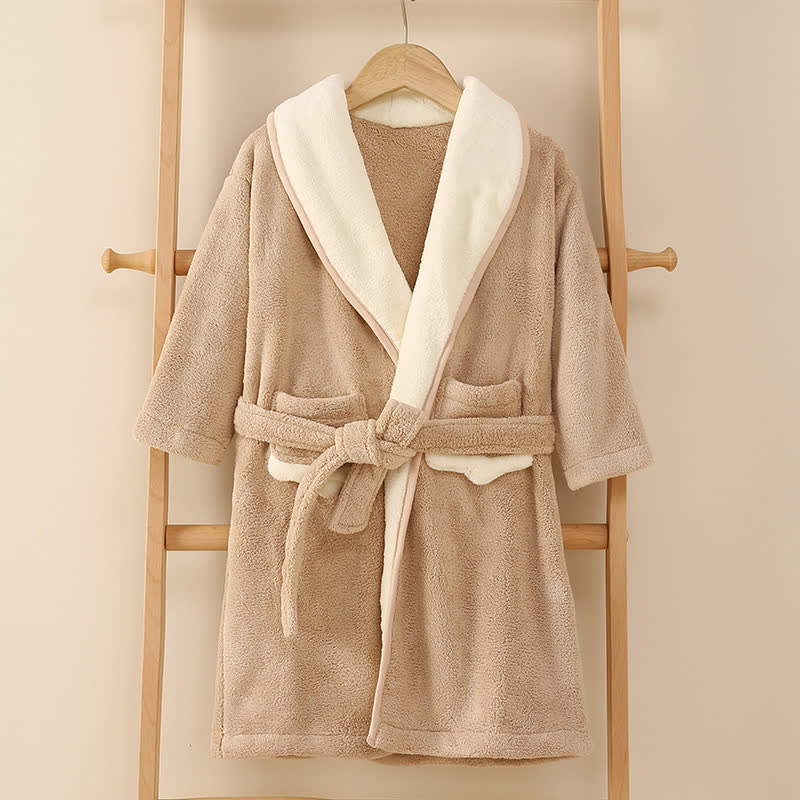 Matching Family Solid Plush Robe - Coffee - Child:150cm - image 16