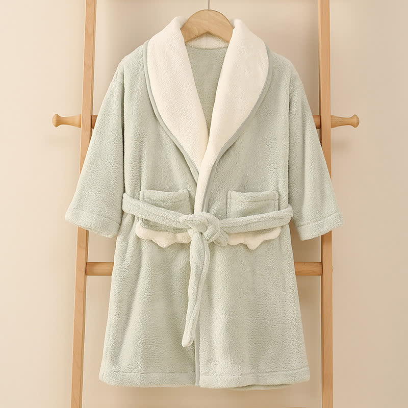 Matching Family Solid Plush Robe - Green - Child:150cm - image 15