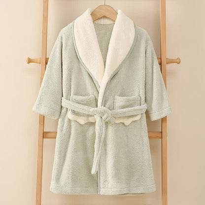 Matching Family Solid Plush Robe - Green - Child:150cm - image 15