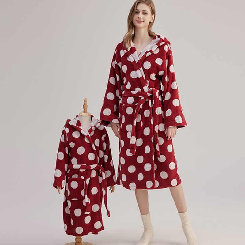 Matching Family Polka Dot Hooded Cotton Robe - image 5