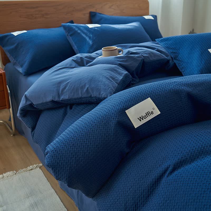 Solid Waffle Weave Cotton Bedding Set - image 6