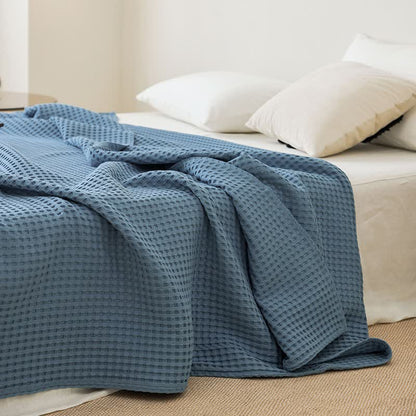 Solid Waffle Cotton Gauze Blanket - Blue - 79"W x 90"L - image 5