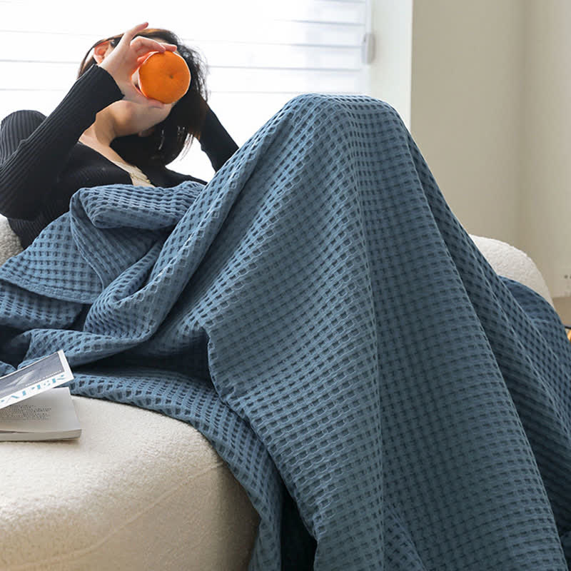 Solid Waffle Cotton Gauze Blanket - image 10