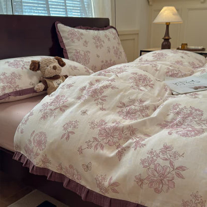 Elegant Floral Ruffled Cotton Bedding Set - image 4