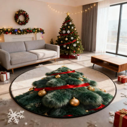 Jingle Bell Christmas Tree 3D Rug - 55" x 55" - image 0