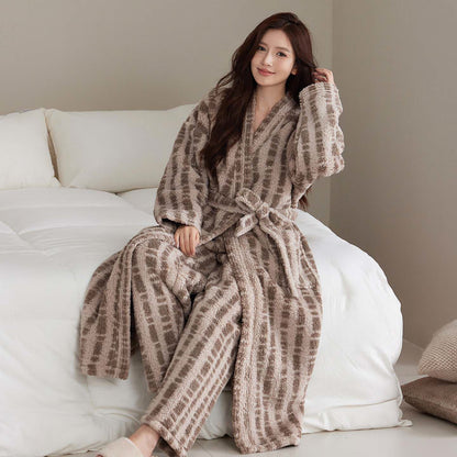 Unisex Luxury Line-Art Plush Robe - image 1