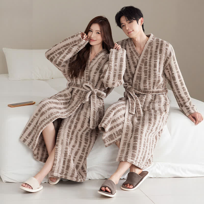 Unisex Luxury Line-Art Plush Robe - image 5
