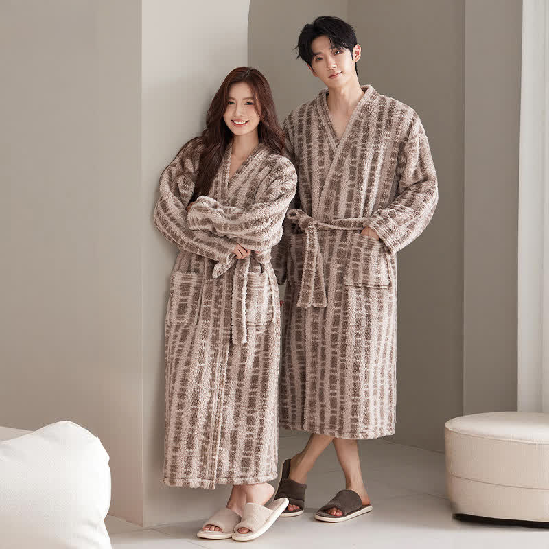 Unisex Luxury Line-Art Plush Robe - image 2