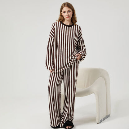 Vertical Striped Plush Loungewear Set - image 4