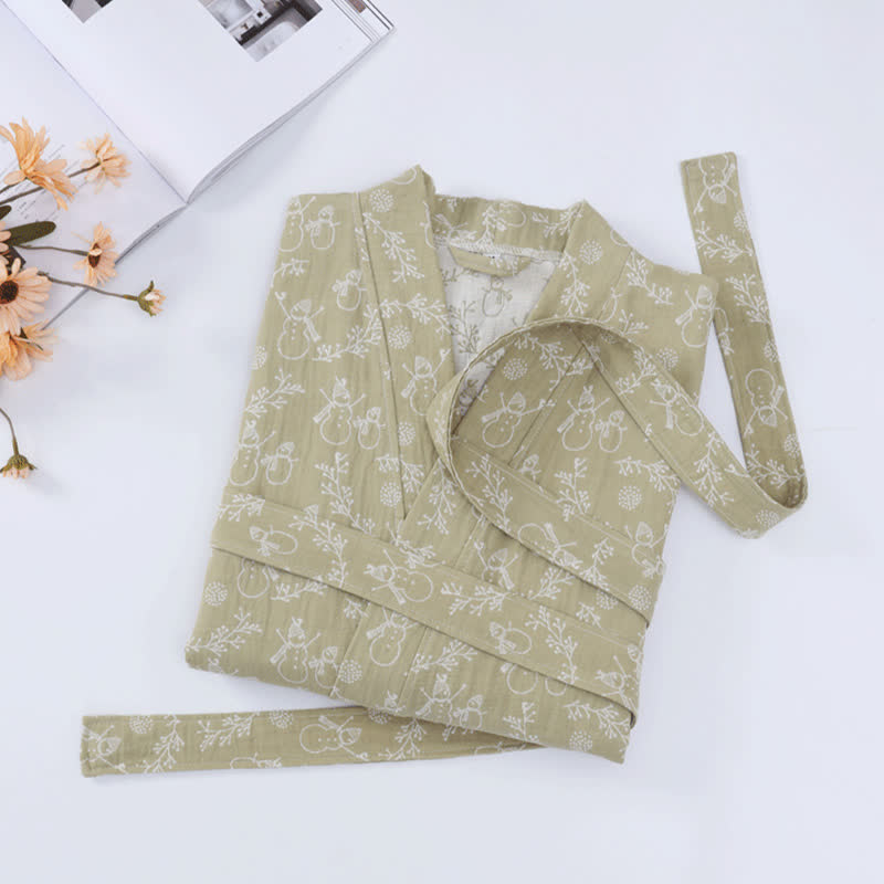 Snowman Branch Cotton Gauze Child Bathrobe - image 8