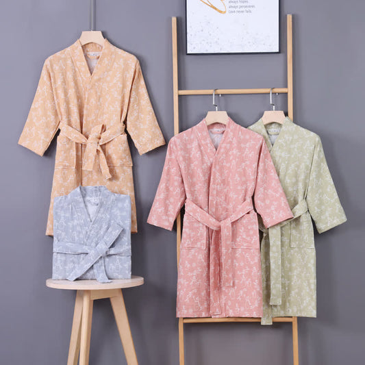 Snowman Branch Cotton Gauze Child Bathrobe - image 0