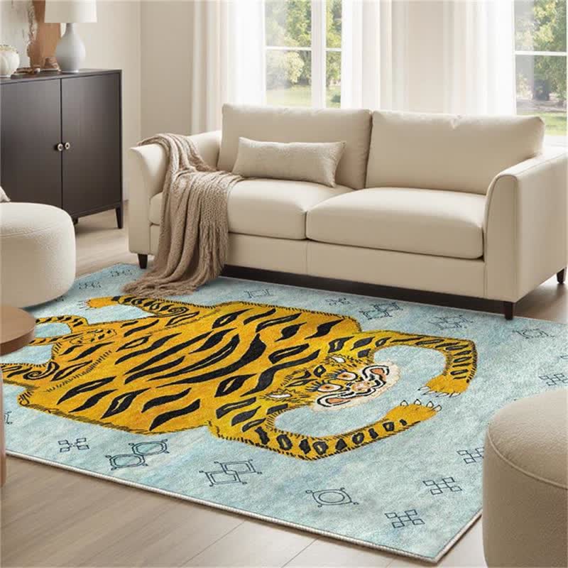 Ethnic Tibetan Tiger Rectangle Area Rug - Cyan - 8' x 10' - image 12