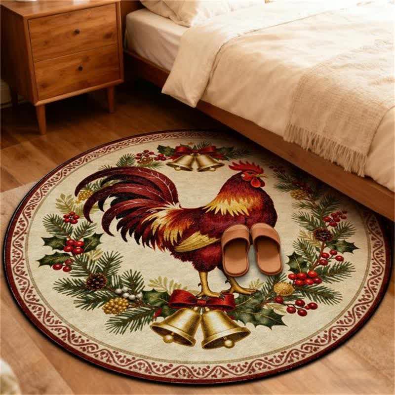Christmas Rooster Non-Slip Round Area Rug - image 7