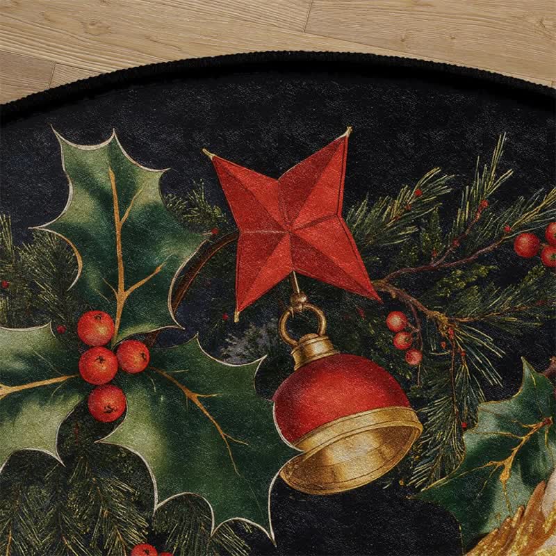 Christmas Rooster Non-Slip Round Area Rug - image 15
