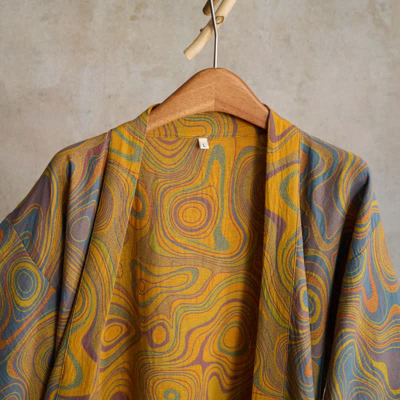 Artistic Abstract Pattern Cotton Kimono Robe - image 5