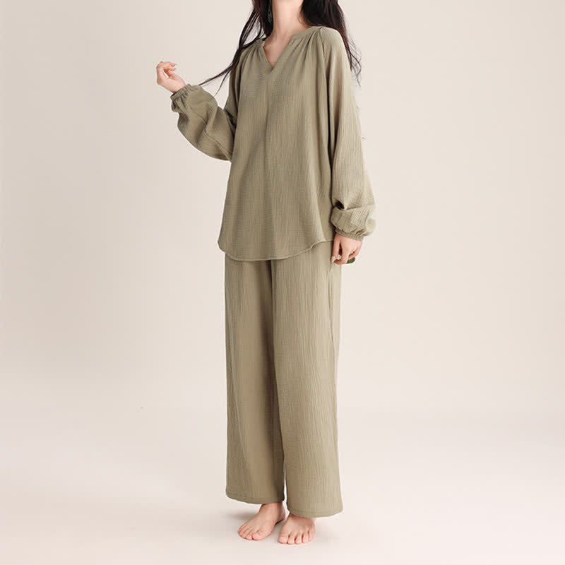 Minimalist V-neck Cotton Loungewear Set - image 10