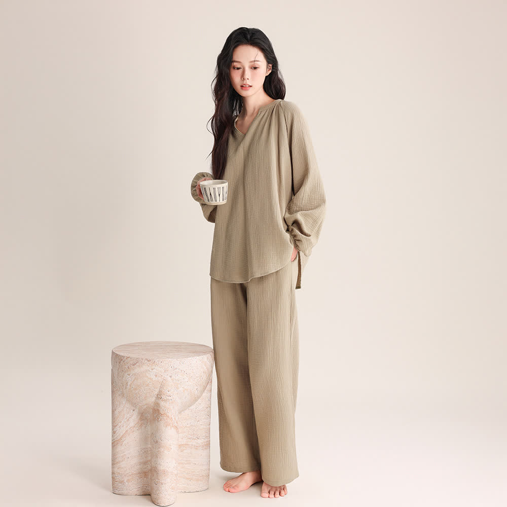 Minimalist V-neck Cotton Loungewear Set - image 9
