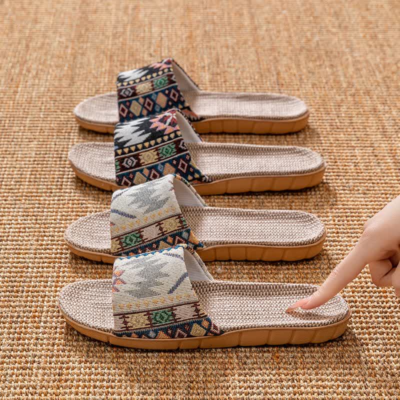 Ethnic Style Rattan House Slippers - image 2
