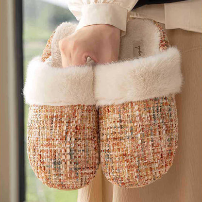 Closed-Toe Plush Warm Slippers - Brown - L - image 7