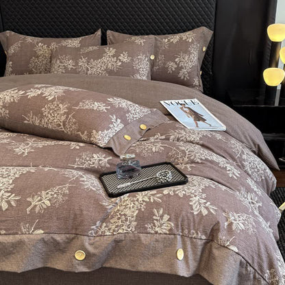 Botanical Leaf Linen Button Bedding Set (4PCS) - image 2