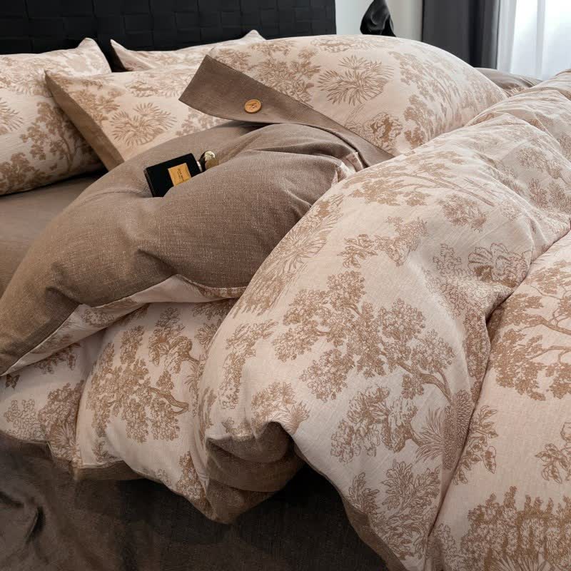 Vintage Tree Linen Button Bedding Set (4PCS) - image 3