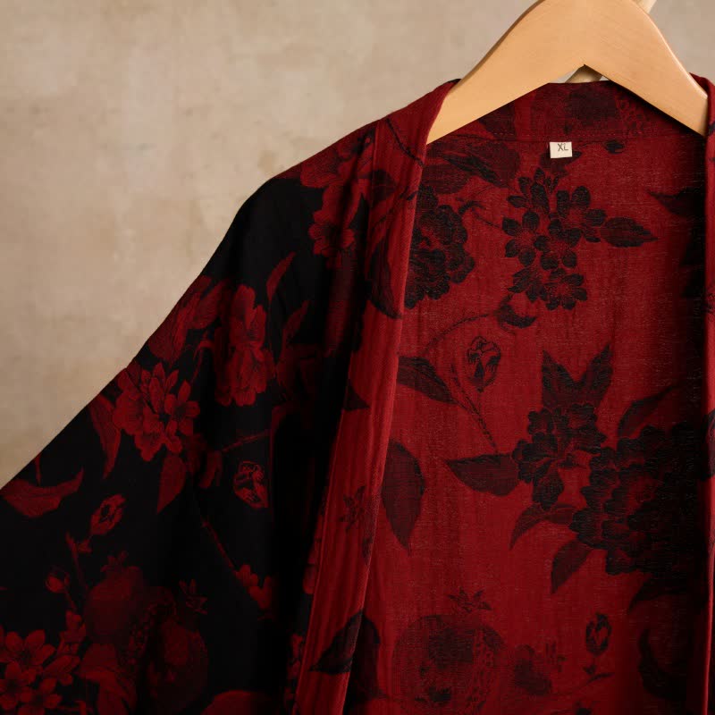 Peony Cotton Jacquard Kimono Robe - image 2