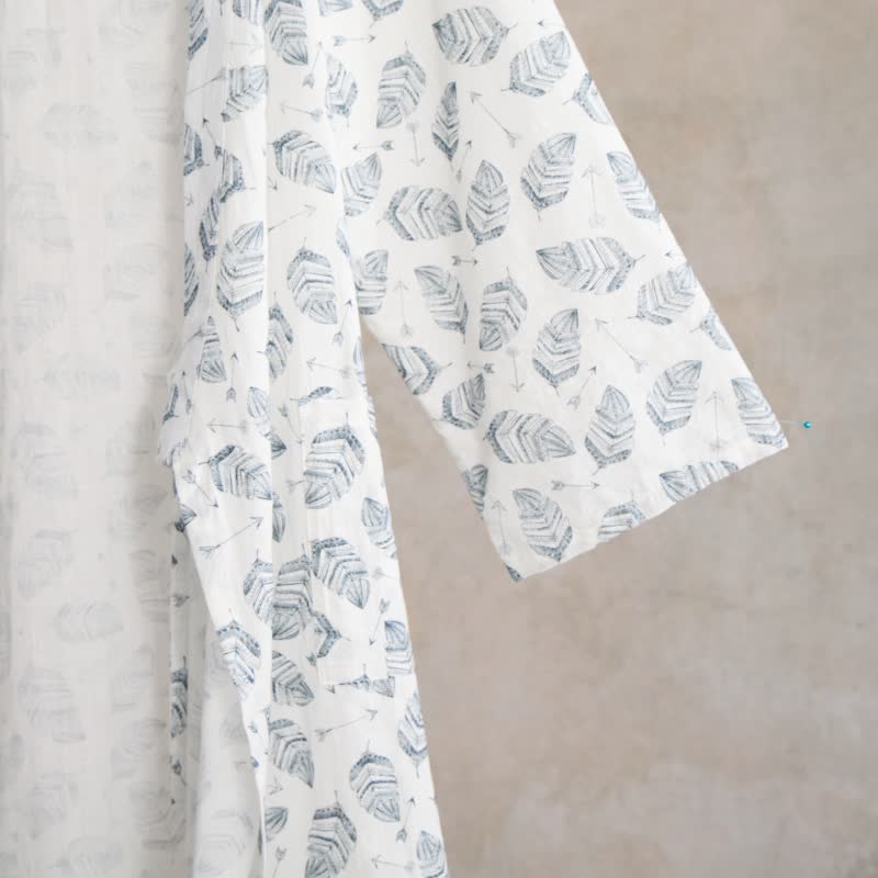Leaf Arrow Cotton Kimono Robe - image 11