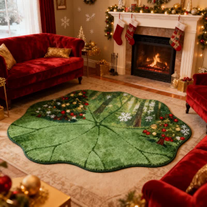 Lotus Leaf–Shaped Christmas Tree Rug - image 1
