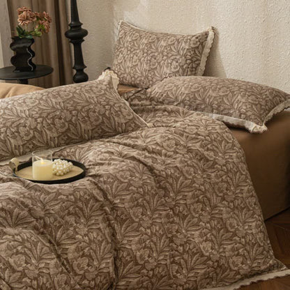 Vintage Leaf Lace Brushed Cotton Bedding Set - image 4