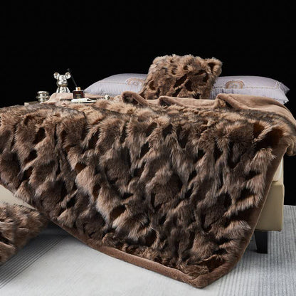 Modern Luxury Faux Fur Throw Blanket - Brown - Queen - image 6