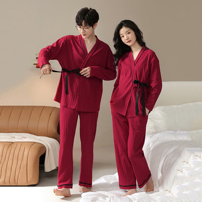 Couple Matching Cotton Kimono Pajama Set - image 1