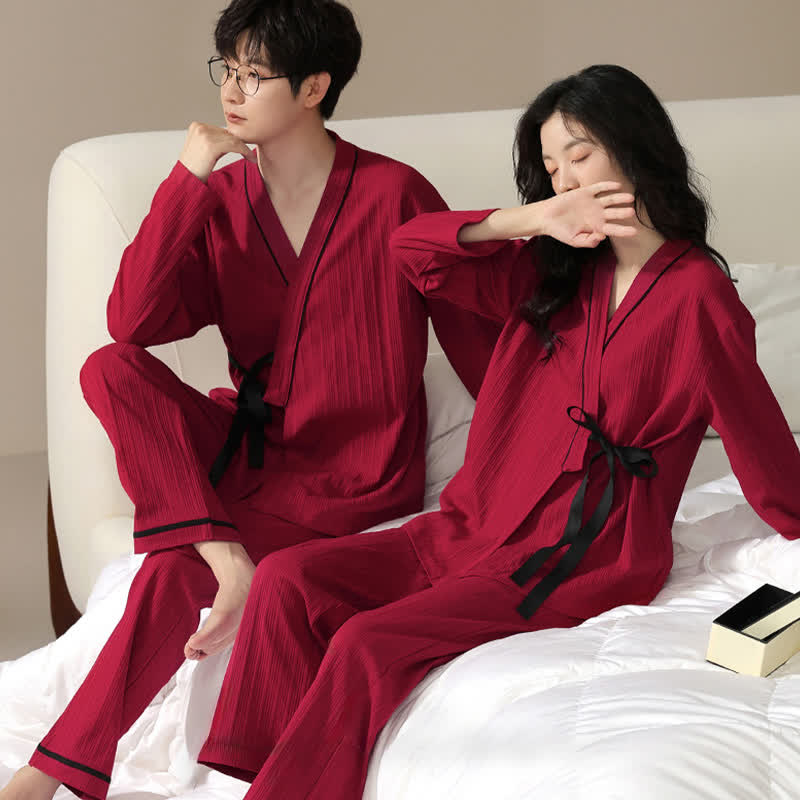 Couple Matching Cotton Kimono Pajama Set - image 3