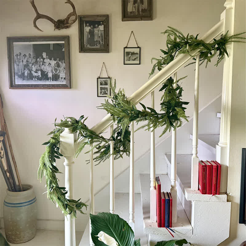 PE Faux Greenery Olive Branch Christmas Garland - image 2