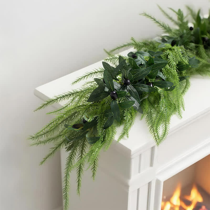 PE Faux Greenery Olive Branch Christmas Garland - image 8