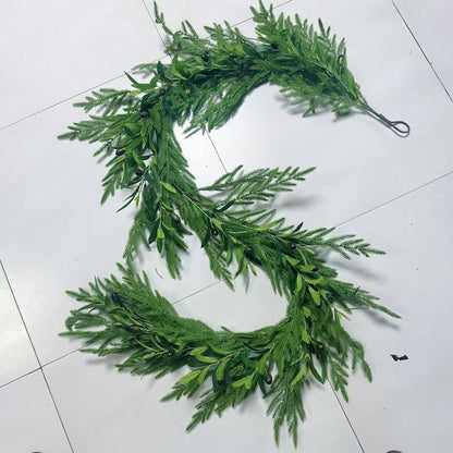PE Faux Greenery Olive Branch Christmas Garland - 2PCS - 106" - image 4