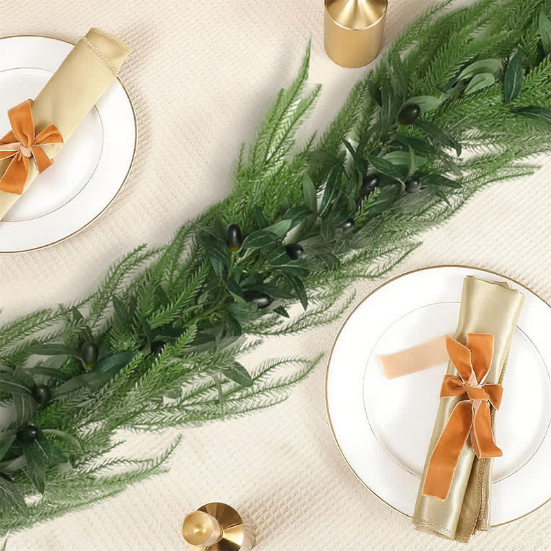 PE Faux Greenery Olive Branch Christmas Garland - image 5