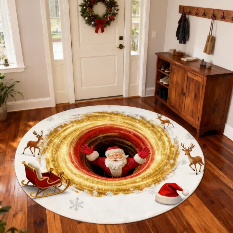 Christmas Santa Reindeer 3D Effect Rug - 55" x 55" - image 0