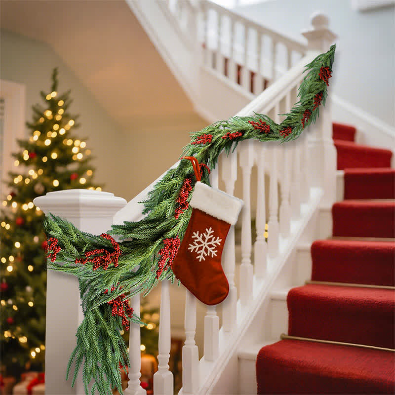 Faux Norfolk Pine Red Berry Christmas Garland - image 0