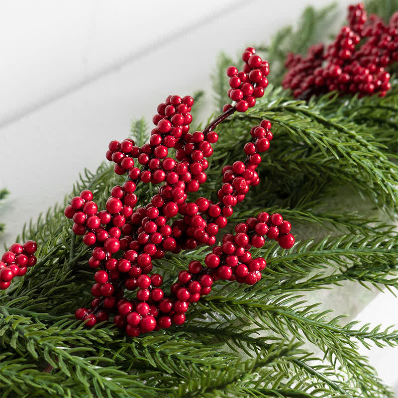 Faux Norfolk Pine Red Berry Christmas Garland - image 6