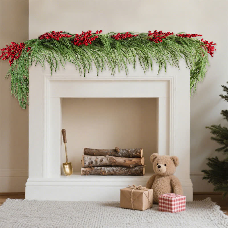 Faux Norfolk Pine Red Berry Christmas Garland - image 1