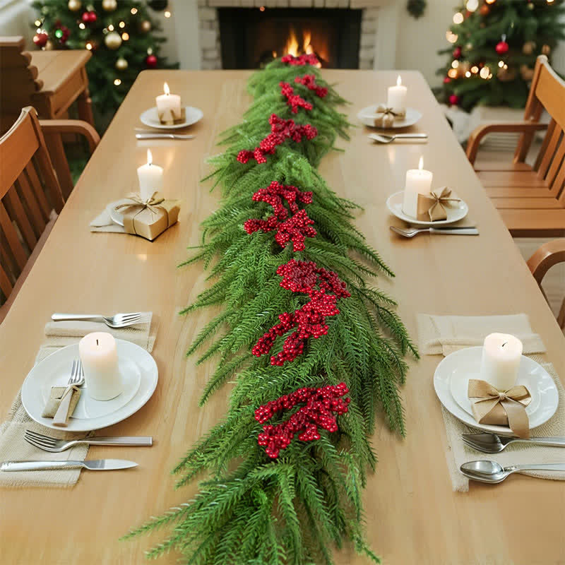 Faux Norfolk Pine Red Berry Christmas Garland - image 2