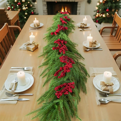 Faux Norfolk Pine Red Berry Christmas Garland - image 2