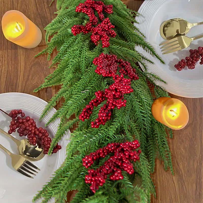 Faux Norfolk Pine Red Berry Christmas Garland - image 5