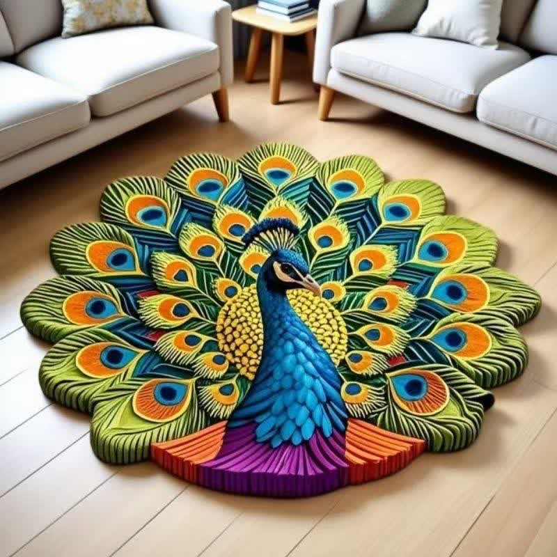 Peacock Floral 3D Effect Rug - C - 63" - image 2