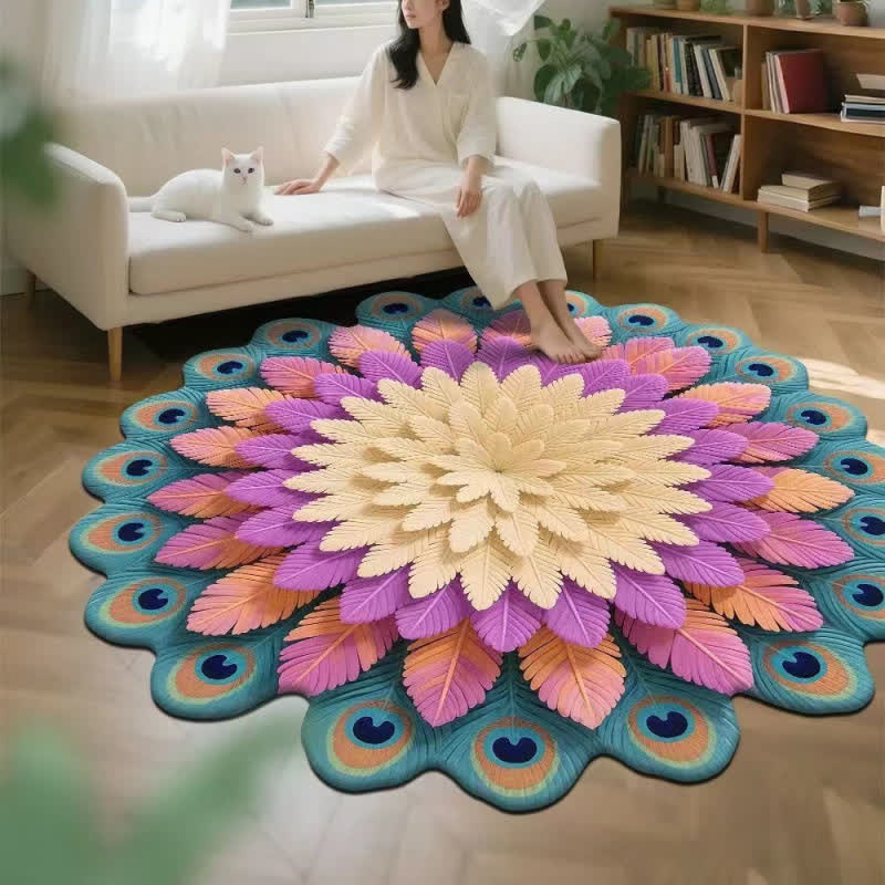 Peacock Floral 3D Effect Rug - D - 63" - image 3